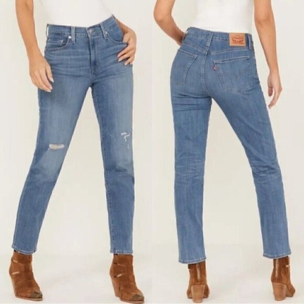 NEW Levi's Jeans Size 29 724 High Rise Straight Leg Denim Distressed